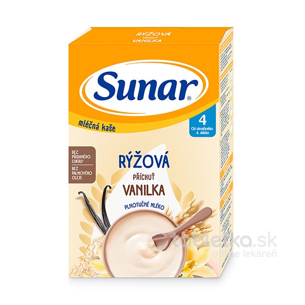E-shop Sunar mliečna kaša Ryžová príchuť vanilka 4m+, 210g