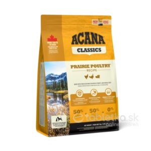 2kg vrecko ACANA Classics Recipe Prairie Poultry granúl pre psov s krajinou na obale, určené na výživu psa.