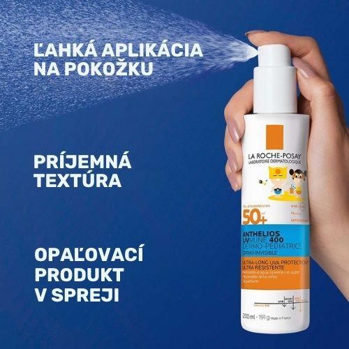 ANTHELIOS UVMUNE 400 Dermo-Pediatrics ultraĽahký sprej sa ľahko a príjemne aplikuje