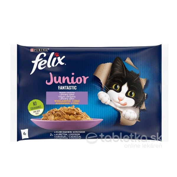 Felix Fantastic Multipack kapsičky Junior kura a losos v želé 4x85g