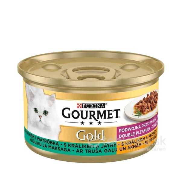 GOURMET GOLD Cat králik a pečeň v omáčke 12x85g
