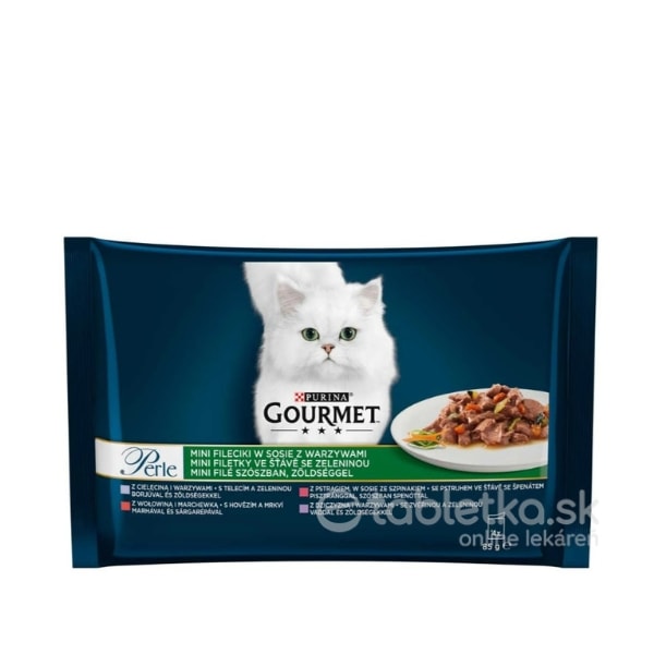 GOURMET PERLE cat Multipack mini filetky v šťave so zeleninou kapsička 4x85g