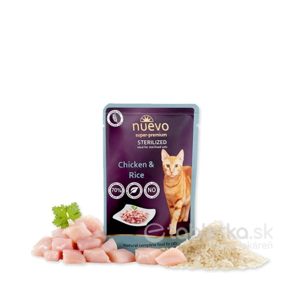 NUEVO Cat Sterilized kapsičky ryža a kuracie mäso 16x85g