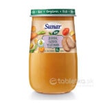 Sunar Bio príkrm Zelenina, fazuľky, teľacie mäso s olivovým olejom 6m+, 190g