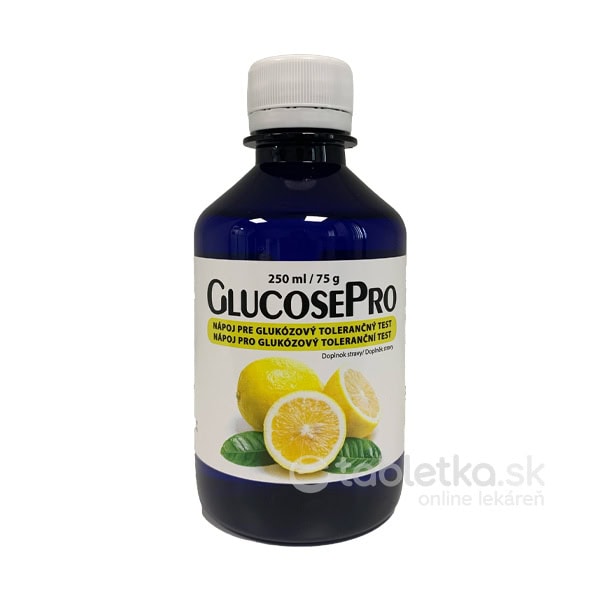 GlucosePro 75g nápoj pre glukózový tolerančný test, citrón 250ml