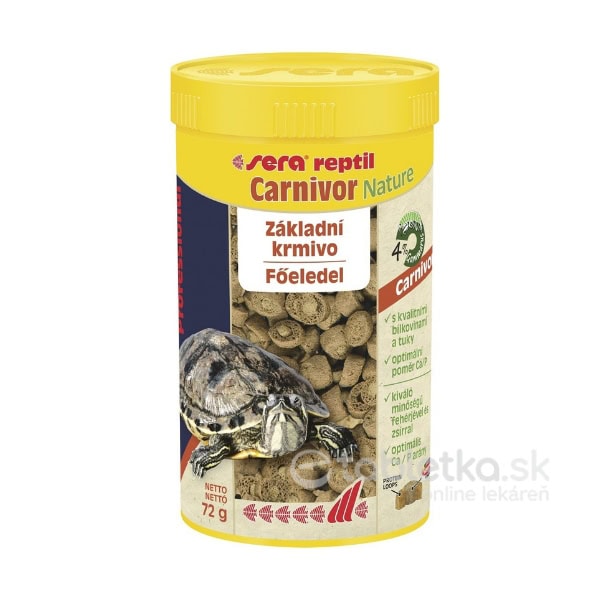 E-shop Sera Reptil Professional Carnivor Nature krmivo pre mäsožravé reptílie a vodné korytnačky 250ml