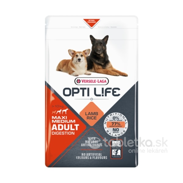 Versele Laga Opti Life Dog Adult Digestion Medium and Maxi 12,5kg