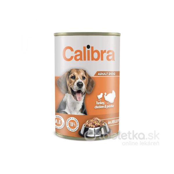 E-shop Calibra Dog Adult Turkey&Chicken&Pasta in jelly konzerva 1240g