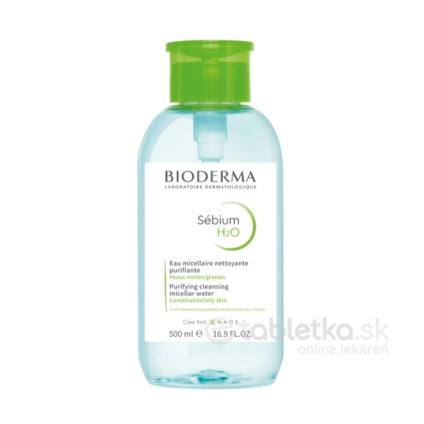 BIODERMA Sébium H2O PUMPA micelárna pleťová voda na mastnú a zmiešanú pleť 500ml