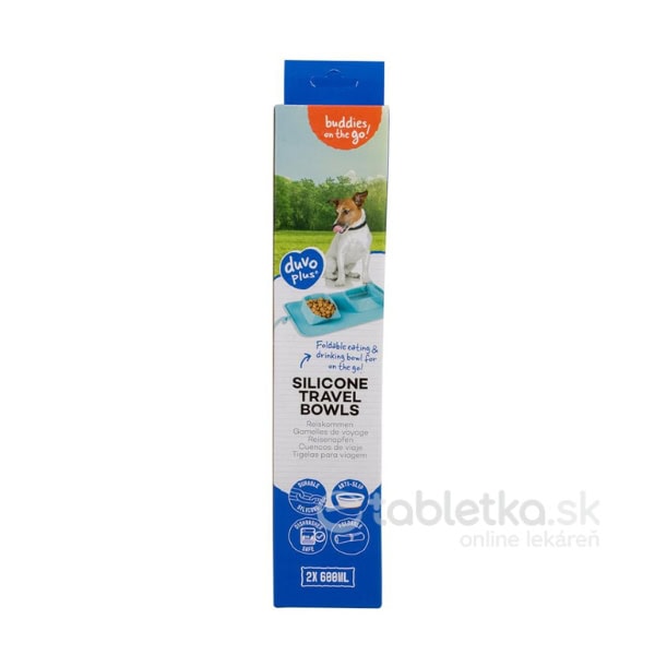 Cestovná miska DUVO+, silikónová modrá 2x600ml