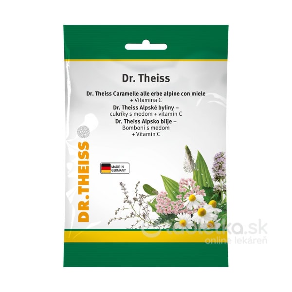 Dr.Theiss Alpské byliny, cukríky s medom a vitamínom C 75g