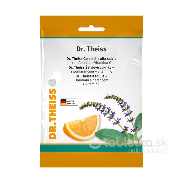 Dr.Theiss Šalviové cukríky s pomarančom a vitamínom C 75g