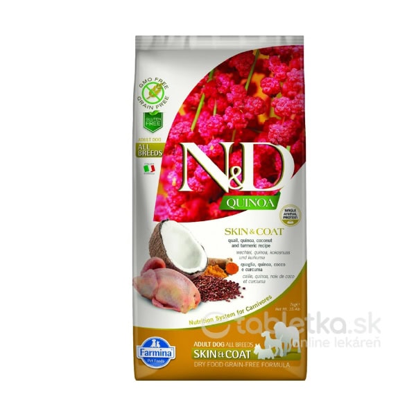 Farmina N&D Dog GF Quinoa Adult All breed, Skin & Coat, Quail 7kg