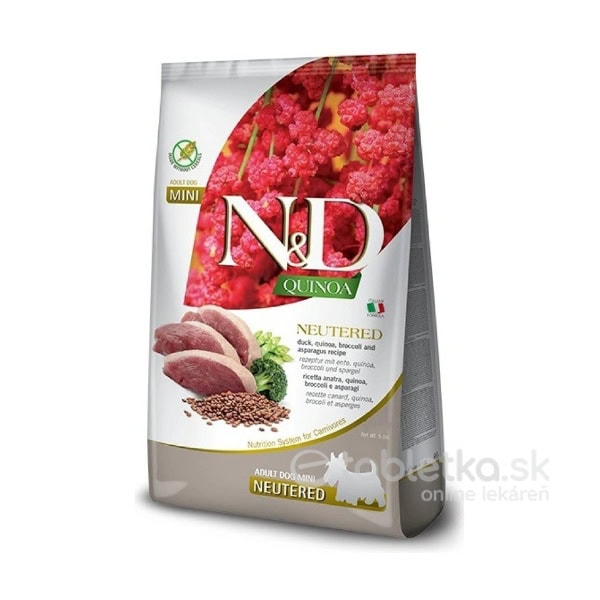 Farmina N&D Dog GF Quinoa Adult Mini, Neutered, Duck, Broccoli & Asparagus 0,8kg