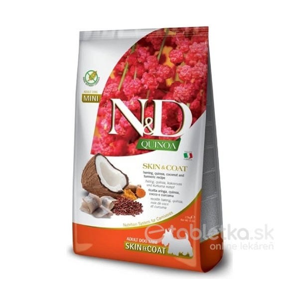 Farmina N&D Dog GF Quinoa Adult Mini, Skin & Coat, Herring & Coconut 2,5kg