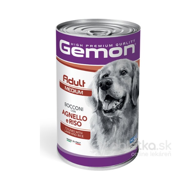 GEMON konzerva pre psy Adult Medium jahňa a ryža 1250g