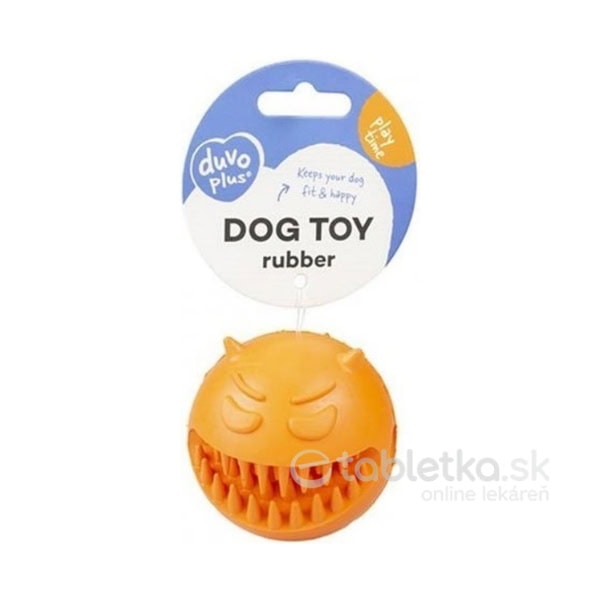 Hračka DUVO+, pre psov gumená šťastná tvár, oranžová