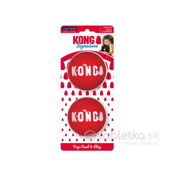 Hračka Kong Dog Signature Lopta červená guma termoplastická L (2ks)