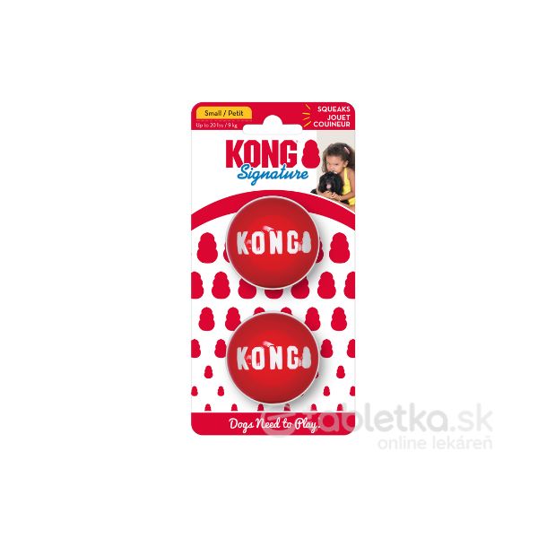 Hračka Kong Dog Signature Lopta červená guma termoplastická S (2ks)