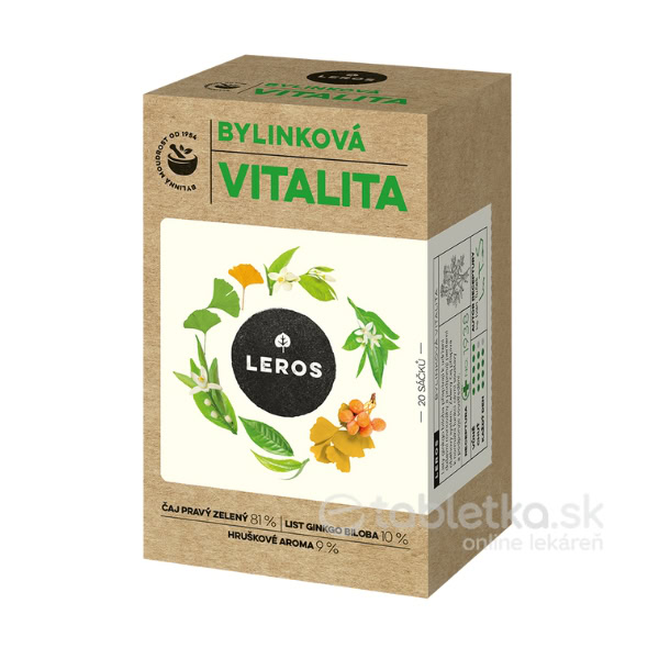 LEROS Bylinková vitalita zelený čaj aromatizovaný, ochutený 20x2g