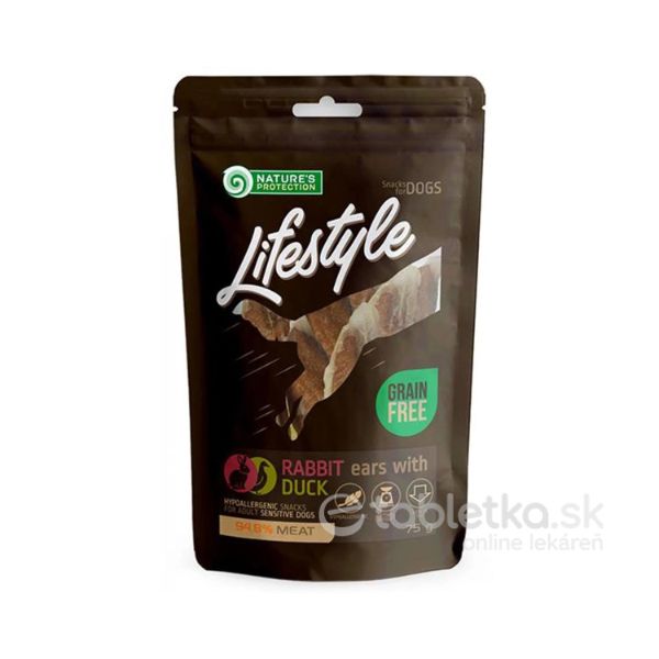 Pamlsok Natures P Lifestyle dog dried rabbit ears with duck 12x75g
