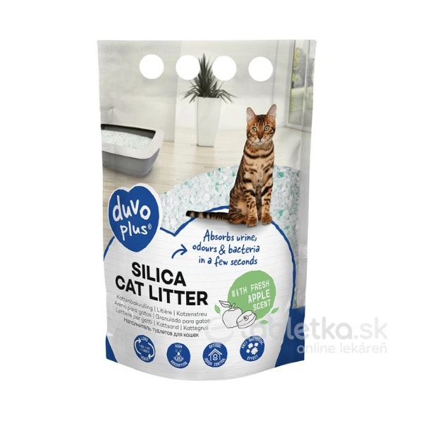 Podstielka DUVO+, pre mačky Premium silikátová jablko 5L