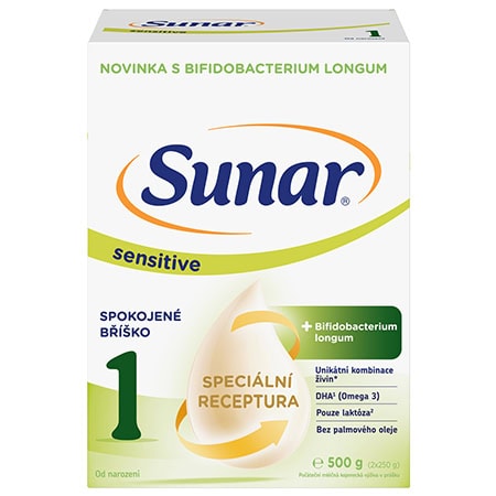 Sunar Sensitive 1, počiatočné dojčenské mlieko, balenie 500 g
