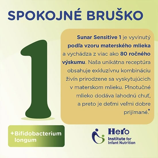 Sunar Sensitive 1 s mliečnym tukom pre spokojné bruško