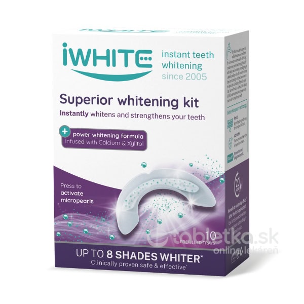 iWHITE Superior sada na bielenie zubov aplikátory s mikroperlami s vápnikom a xylitolom 10ks