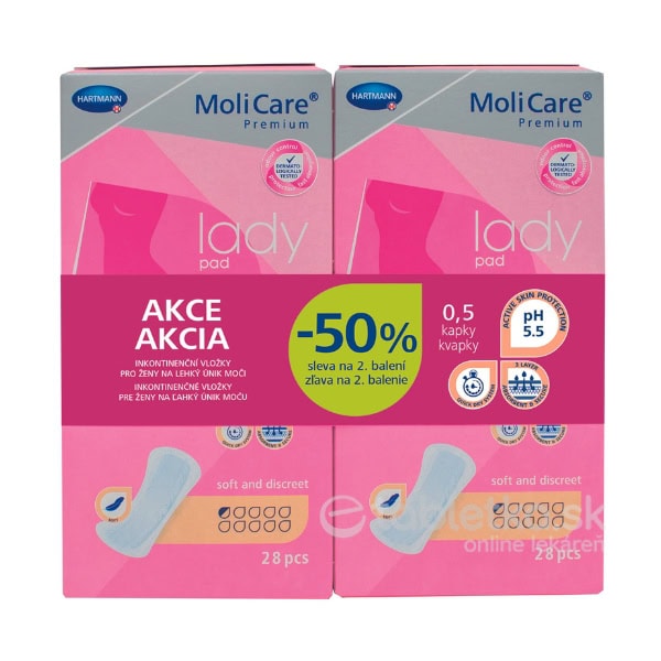 MoliCare Premium lady pad 0,5 kvapky DUOPACK inkontinenčné vložky 2x28ks