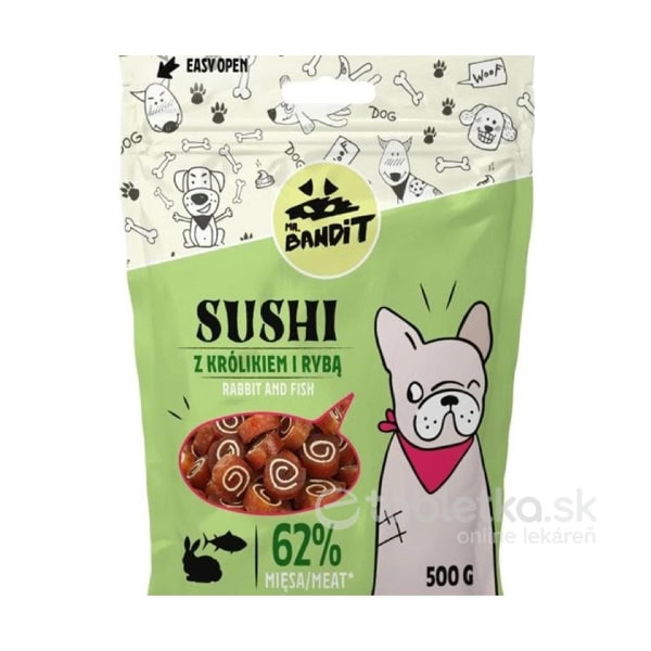 Pamlsok pre psov Mr. Bandit Sushi Rabbit & Fish 500g