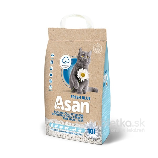 Podstielka Asan Fresh Blue pre mačky a fretky 10L