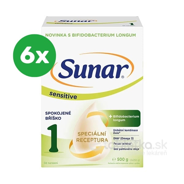 Sunar Sensitive 1 počiatočná mliečna výživa od narodenia 6x500g