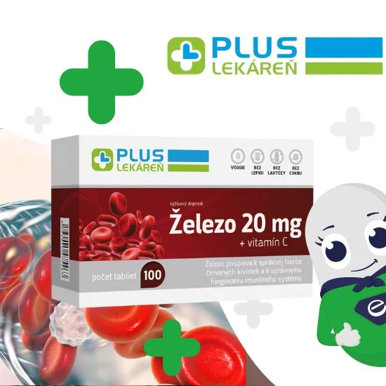 Železo s vitamínom C v doplnku od značky Plus lekáreň