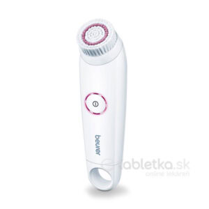 Beurer Čistiaca kefa na tvár FC 45 je biela elektrická čistiaca kefka s ružovým prstencom a okrúhlou hlavou na starostlivosť o pleť.