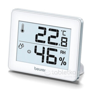 Beurer Thermo-vlhkomer HM 16 zobrazuje teplotu 22,8 °C a relatívnu vlhkosť 46 %.