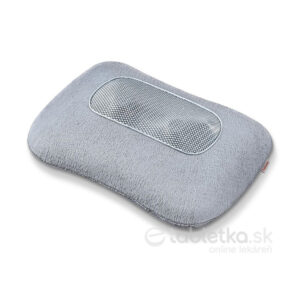 Beurer masážny prístroj MG 145 je sivý obdĺžnikový vankúš s centrálnou sieťovinou, zobrazený na bielom pozadí.