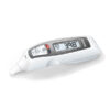 Beurer teplomer FT 65 zobrazuje teplotu 39,8 °C na svojom digitálnom displeji.