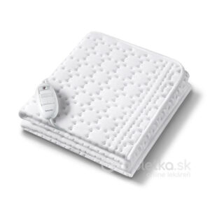 Beurer vyhrievacia podložka UB 30 je biela elektrická podložka s textúrovaným povrchom a pripojeným digitálnym ovládačom.
