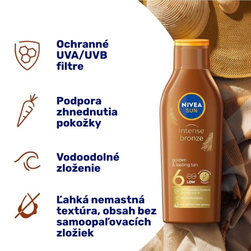 Čo ponúka mlieko na opaľovanie NIVEA Sun Intense Bronze SPF 6