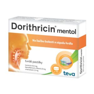 Dorithricin mentol tvrdé pastilky v balení po 20 kusov