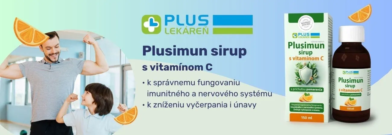 PLUS LEKÁREŇ Plusimun sirup s vitamínom C a pomarančovou príchuťou na imunitný a nervový systém