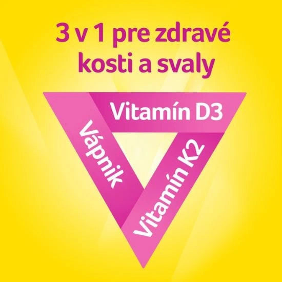 Vitamín D3+K2 a vápnik - doplnok Vigantolvit Osteo 3v1 pre zdravé kosti a svaly