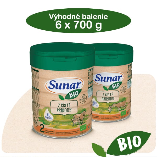 Sunar BIO 2 - najlepšie pokračovacie náhradné dojčenské mlieko 6 x 700 g