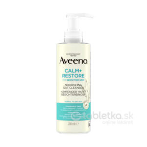 Aveeno CALM+RESTORE čistiaci gél s ovsom 200ml, na citlivú pleť, neparfumovaný, obsahuje ovsený extrakt, pre suchú a normálnu pokožku.