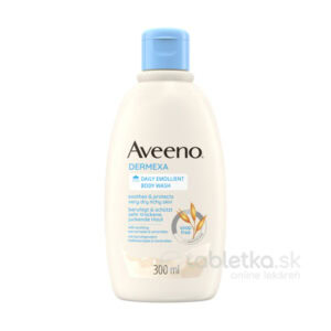 Aveeno DERMEXA DAILY emolienčný sprchovací gél 300ml s modrým viečkom na čistenie suchej a svrbiacej pokožky.