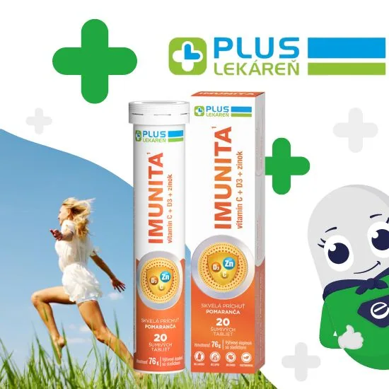 PLUS LEKÁREŇ Imunita, vitamín C+D+zinok, pomaranč 20 šumivých tabliet