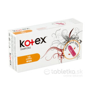 KOtEX tampóny Normal, 16 kusov, balené v obale so systémom twist and open.