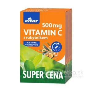 Vitar VITAMÍN C 500mg s rakytníkom 2×60 kapsúl s postupným uvoľňovaním