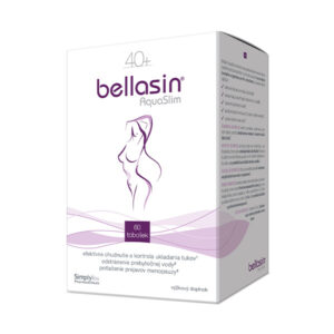 Balenie Bellasin AquaSlim 60 kapsúl s fialovým obrysom ženy a slovenským textom. Balenie obsahuje 60 kapsúl.